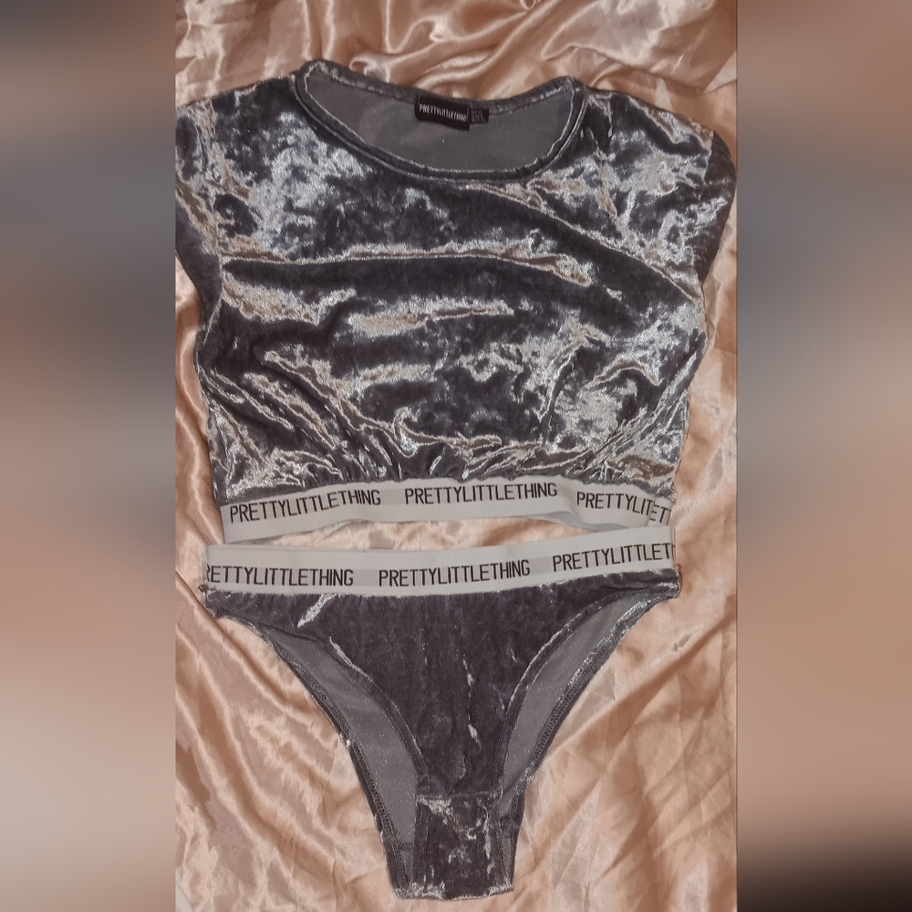 PrettyLittleThing Purple Crushed Velvet Intimates Set